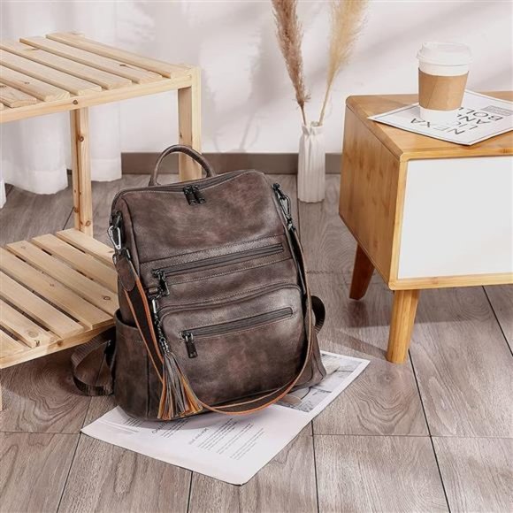NEW Womens Backpack Purse Vegan Leather with Tassel main image 5